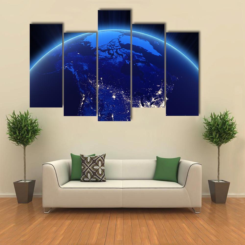 Canada From Space Canvas Wall Art-5 Star-Gallery Wrap-62" x 32"-Tiaracle
