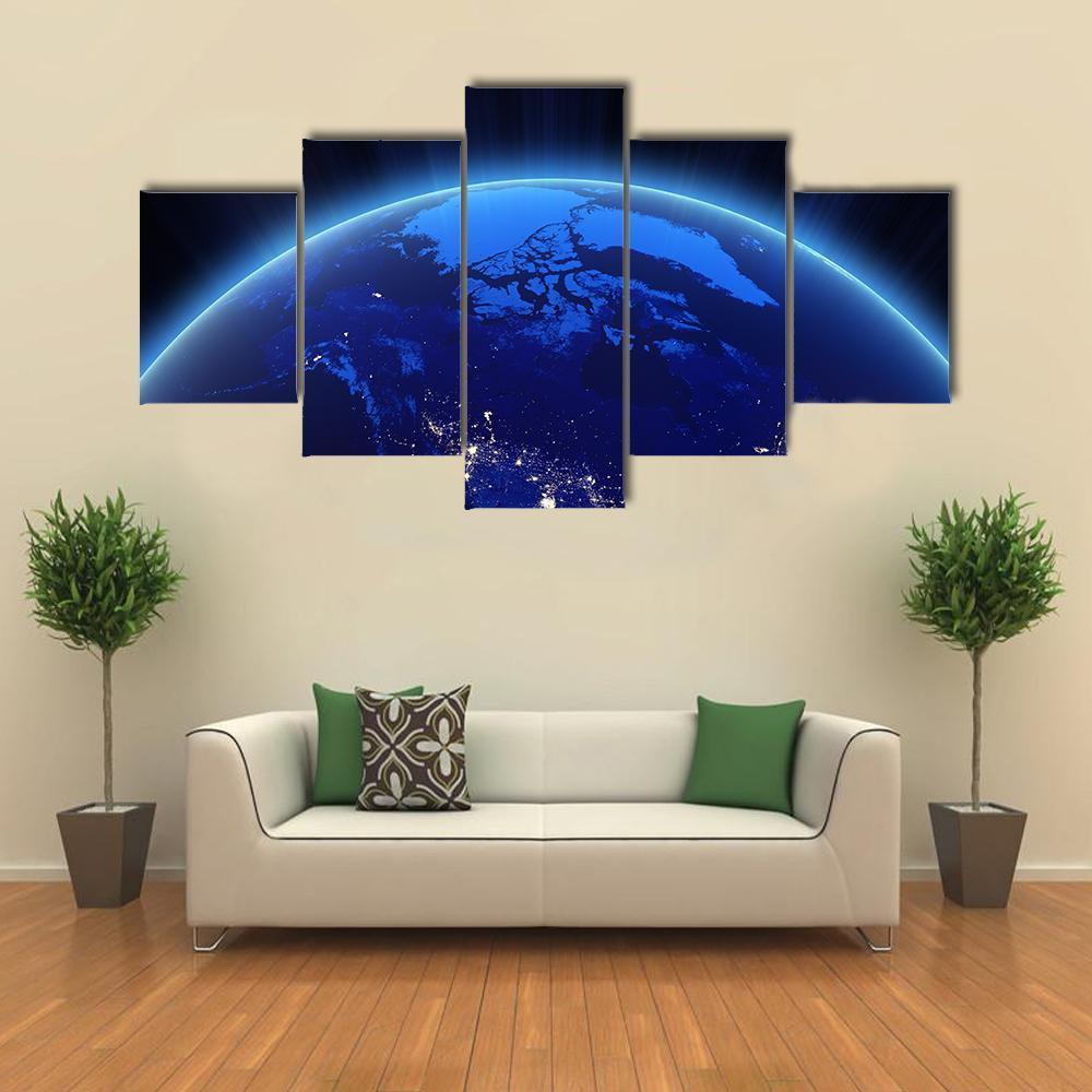 Canada From Space Canvas Wall Art-5 Star-Gallery Wrap-62" x 32"-Tiaracle