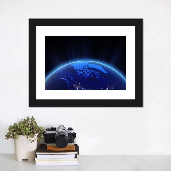 Canada From Space Canvas Wall Art-1 Piece-Framed Print-20" x 16"-Tiaracle