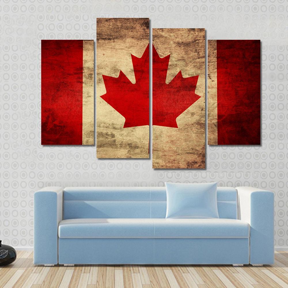 Grunge Canadian Flag Canvas Wall Art-4 Pop-Gallery Wrap-50" x 32"-Tiaracle