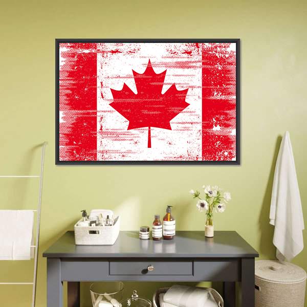 Flag Of Canada Canvas Wall Art-3 Horizontal-Gallery Wrap-25" x 16"-Tiaracle