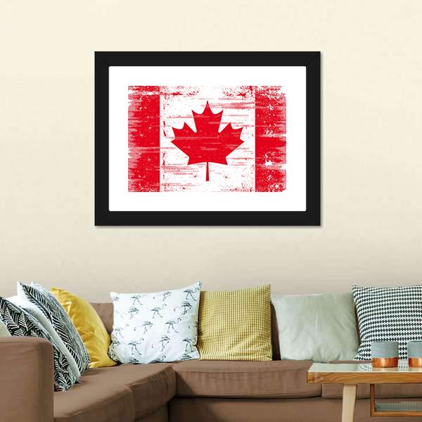 Flag Of Canada Canvas Wall Art-3 Horizontal-Gallery Wrap-25" x 16"-Tiaracle