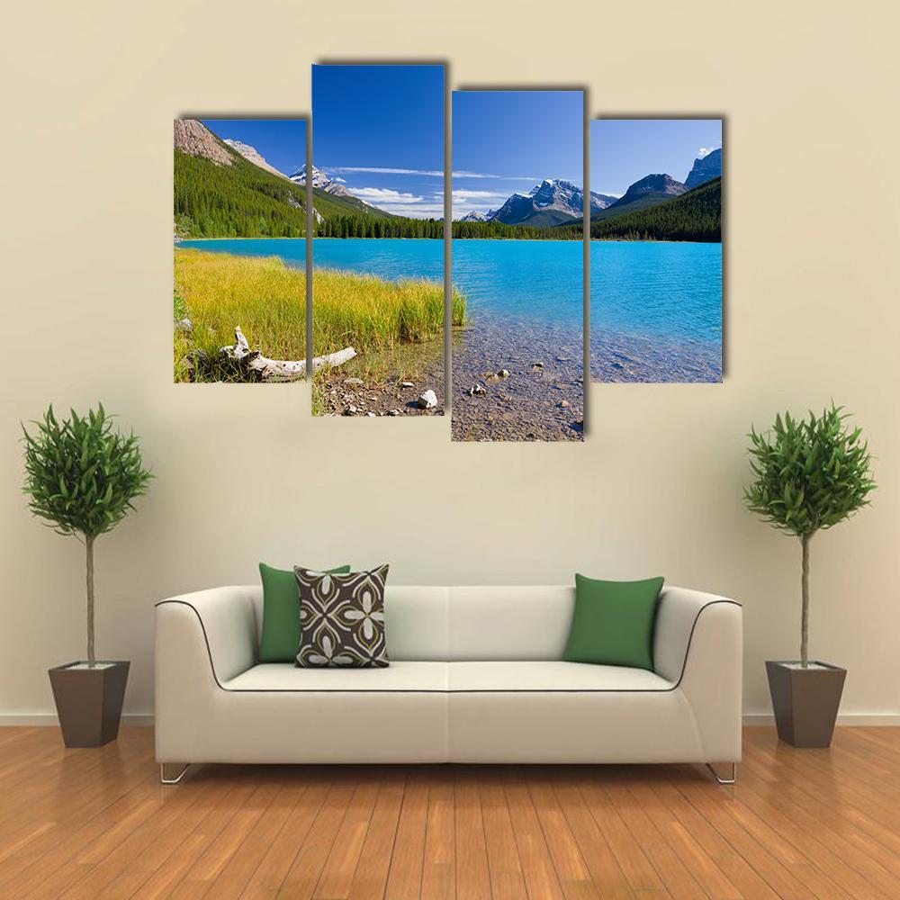 Canadian Lake Canvas Wall Art-4 Pop-Gallery Wrap-50&quot; x 32&quot;-Tiaracle