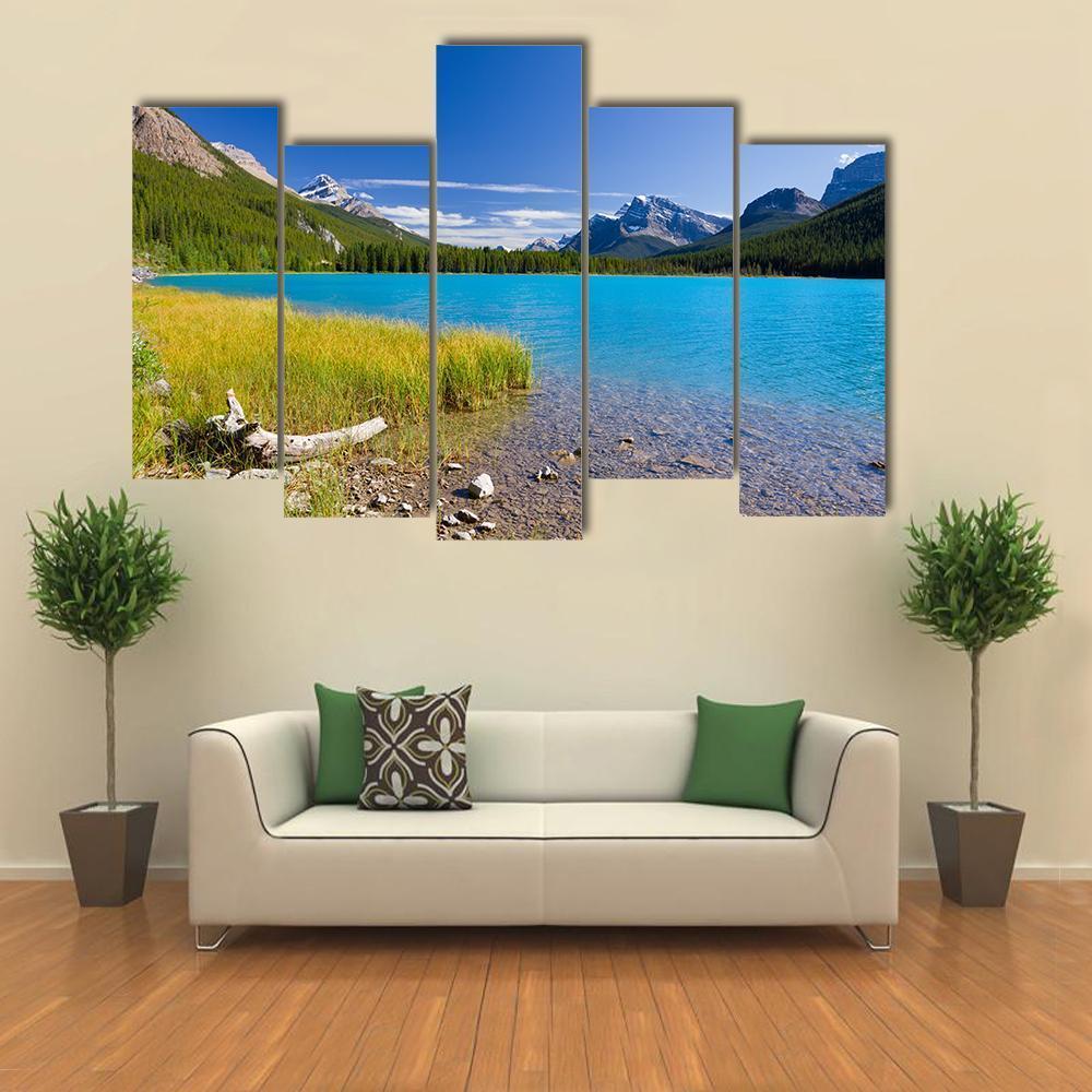 Canadian Lake Canvas Wall Art-5 Pop-Gallery Wrap-47&quot; x 32&quot;-Tiaracle