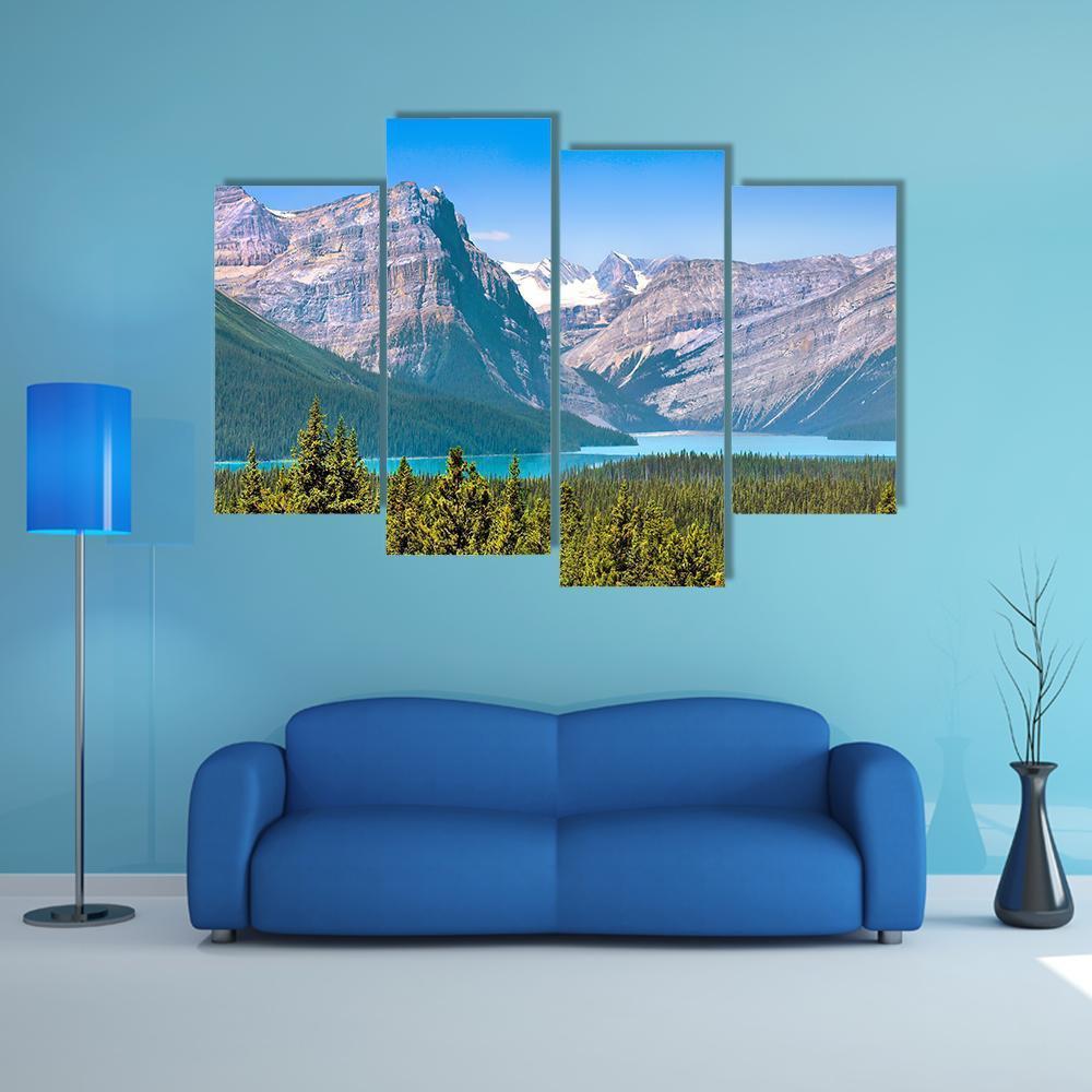 Canadian Mountains &amp; Lake Canvas Wall Art-4 Pop-Gallery Wrap-50" x 32"-Tiaracle