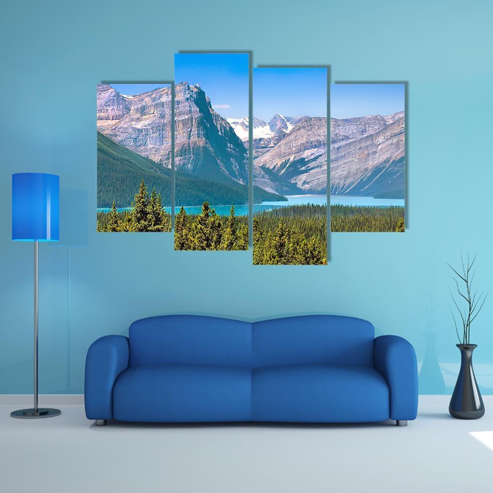 Canadian Mountains & Lake Canvas Wall Art-4 Pop-Gallery Wrap-50" x 32"-Tiaracle