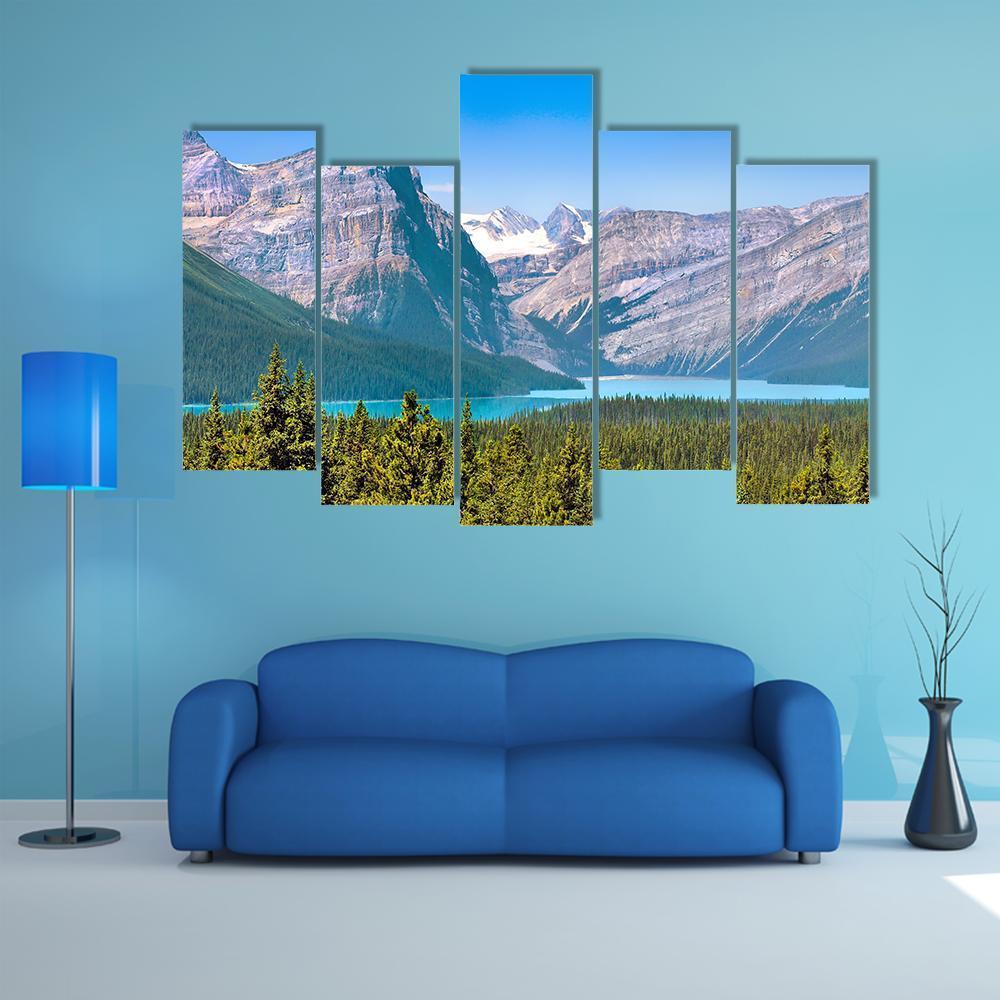Canadian Mountains & Lake Canvas Wall Art-5 Pop-Gallery Wrap-47" x 32"-Tiaracle