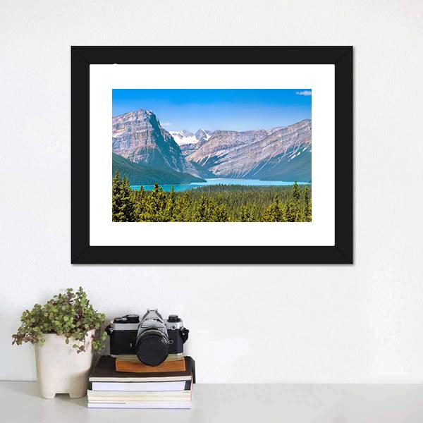 Canadian Mountains &amp; Lake Canvas Wall Art-1 Piece-Framed Print-20" x 16"-Tiaracle