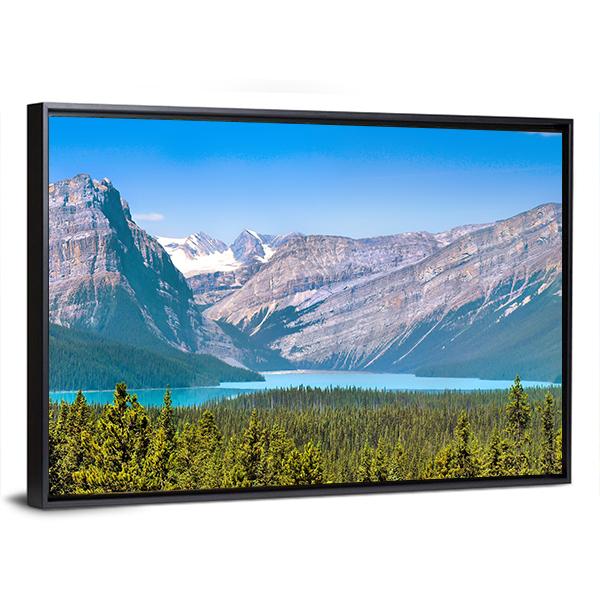 Canadian Mountains & Lake Panoramic Canvas Wall Art-1 Piece-36" x 12"-Tiaracle