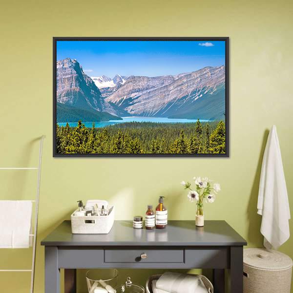 Canadian Mountains & Lake Panoramic Canvas Wall Art-1 Piece-36" x 12"-Tiaracle