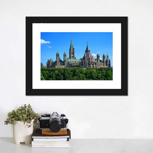 Canadian Parliament Canvas Wall Art-1 Piece-Floating Frame-36" x 24"-Tiaracle