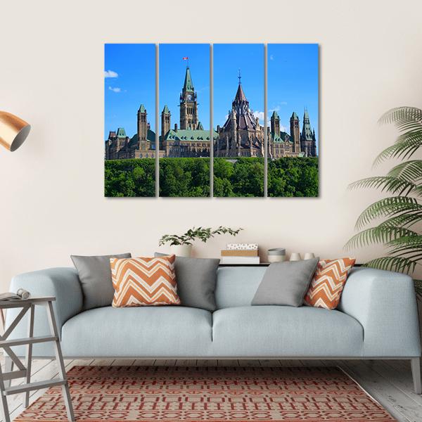 Canadian Parliament Canvas Wall Art-4 Horizontal-Gallery Wrap-34" x 24"-Tiaracle