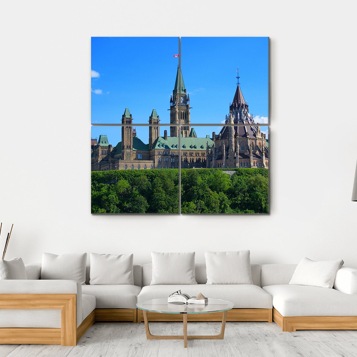 Canadian Parliament Canvas Wall Art-4 Square-Gallery Wrap-17" x 17"-Tiaracle