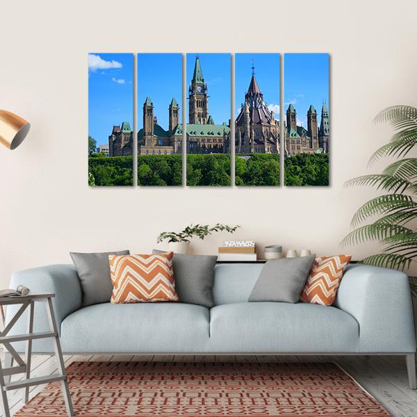 Canadian Parliament Canvas Wall Art-5 Horizontal-Gallery Wrap-22" x 12"-Tiaracle