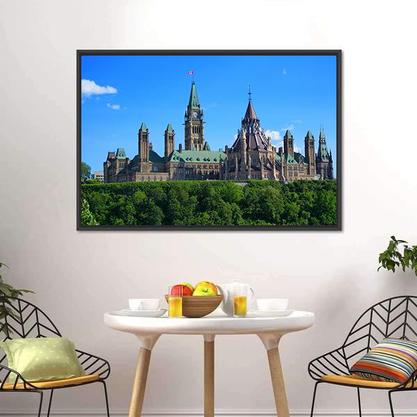 Canadian Parliament Canvas Wall Art-5 Horizontal-Gallery Wrap-22" x 12"-Tiaracle