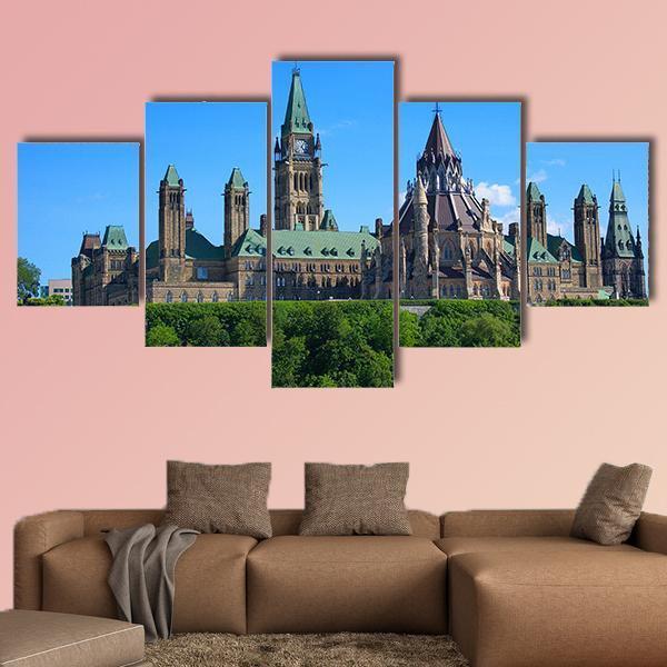 Canadian Parliament Canvas Wall Art-5 Star-Gallery Wrap-62" x 32"-Tiaracle