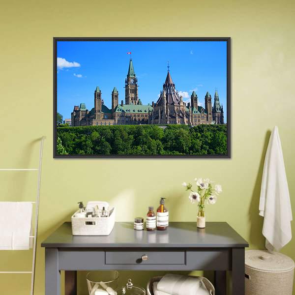 Canadian Parliament Canvas Wall Art-3 Horizontal-Gallery Wrap-25" x 16"-Tiaracle