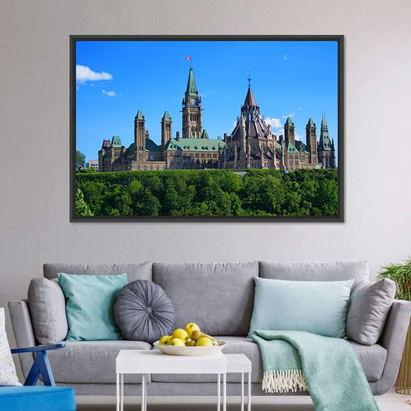 Canadian Parliament Canvas Wall Art-1 Piece-Floating Frame-24" x 16"-Tiaracle