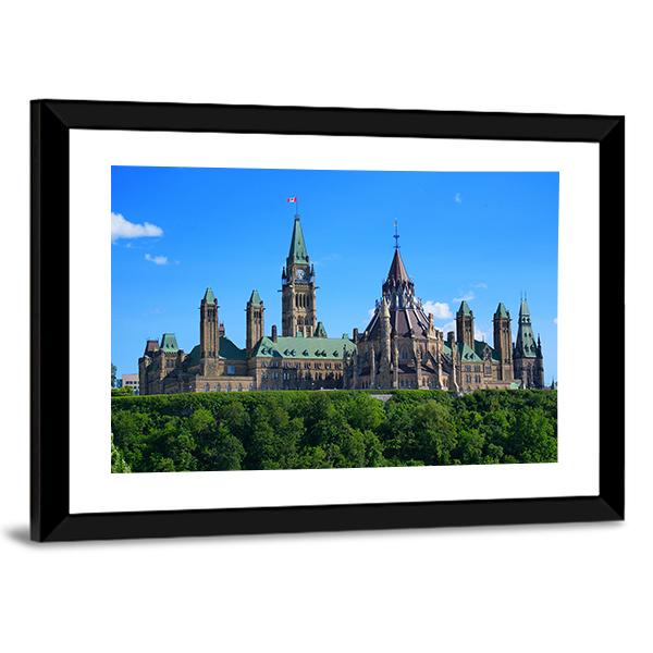 Canadian Parliament Canvas Wall Art-3 Horizontal-Gallery Wrap-25" x 16"-Tiaracle