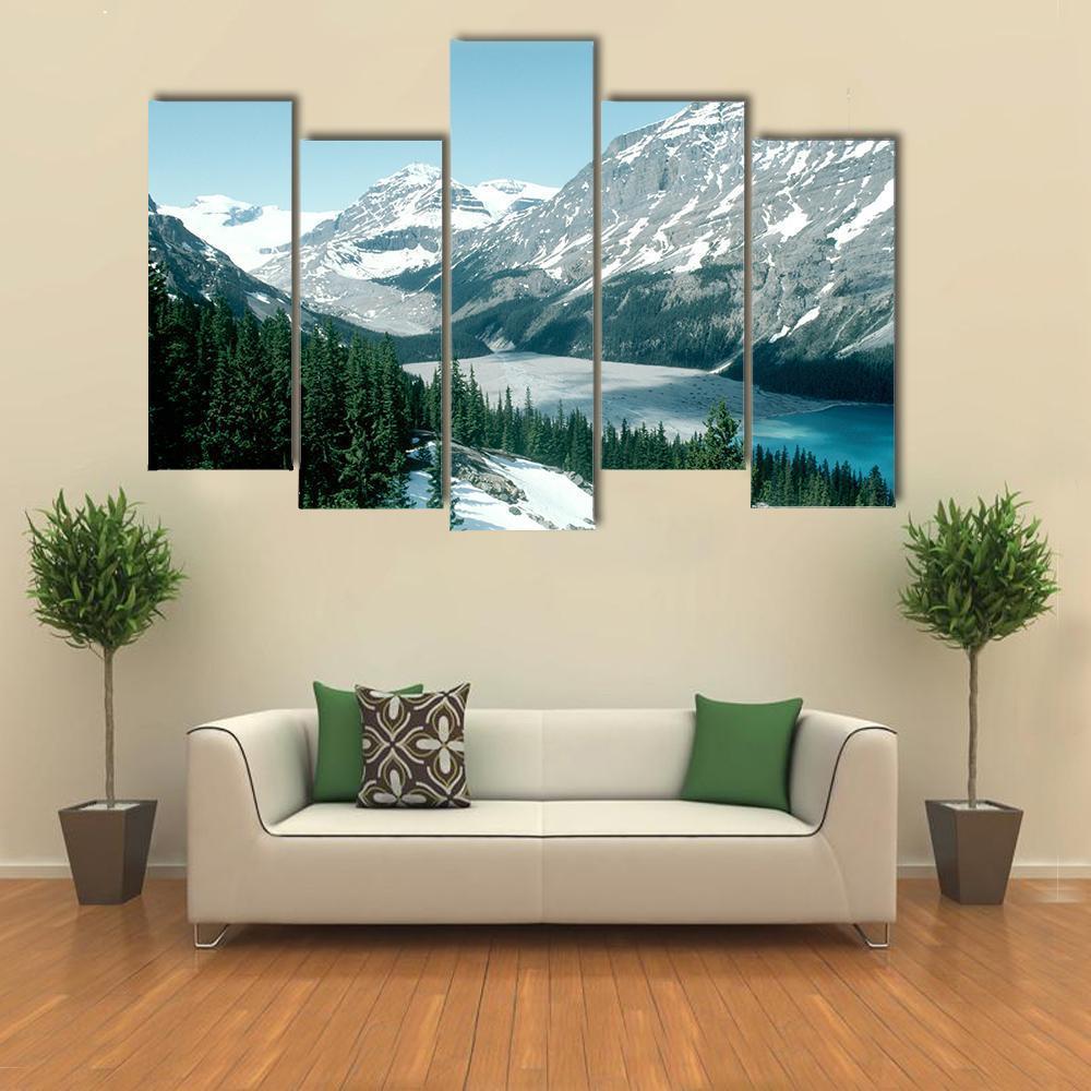 Canadian Rockie In Peyto Lake Canvas Wall Art-5 Pop-Gallery Wrap-47" x 32"-Tiaracle