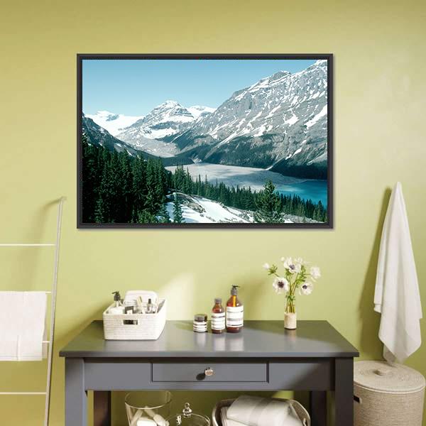 Canadian Rockie In Peyto Lake Canvas Wall Art-3 Horizontal-Gallery Wrap-25" x 16"-Tiaracle