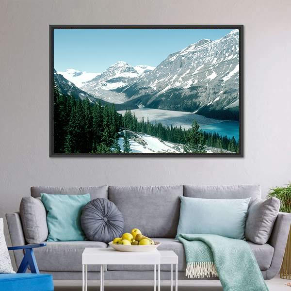 Canadian Rockie In Peyto Lake Canvas Wall Art-1 Piece-Floating Frame-24" x 16"-Tiaracle