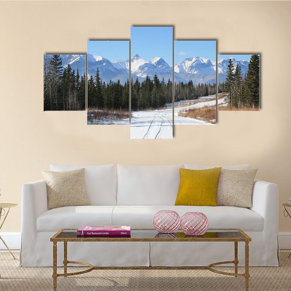 Canadian Rockies Canvas Wall Art-5 Star-Gallery Wrap-62" x 32"-Tiaracle