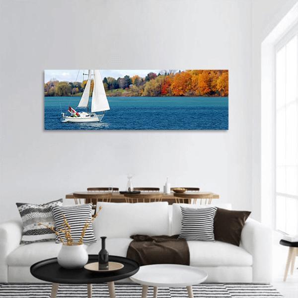 Canadian Sailboat Panoramic Canvas Wall Art-1 Piece-36" x 12"-Tiaracle