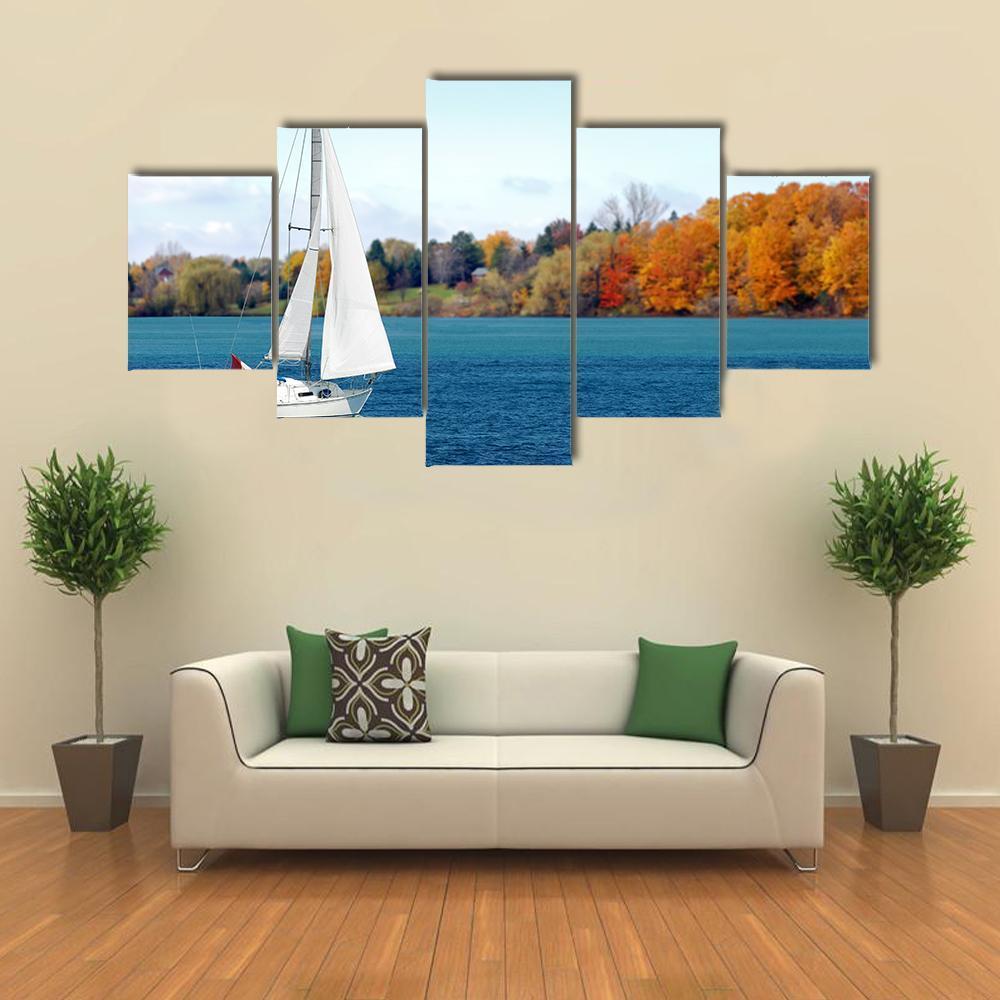 Canadian Sailboat Canvas Wall Art-5 Star-Gallery Wrap-62" x 32"-Tiaracle