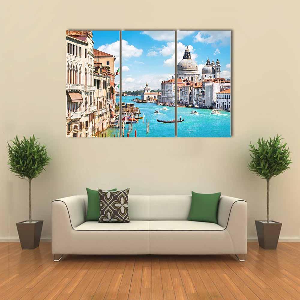 Canal Grande and Basilica di Santa Maria Canvas Wall Art-3 Horizontal-Gallery Wrap-25" x 16"-Tiaracle
