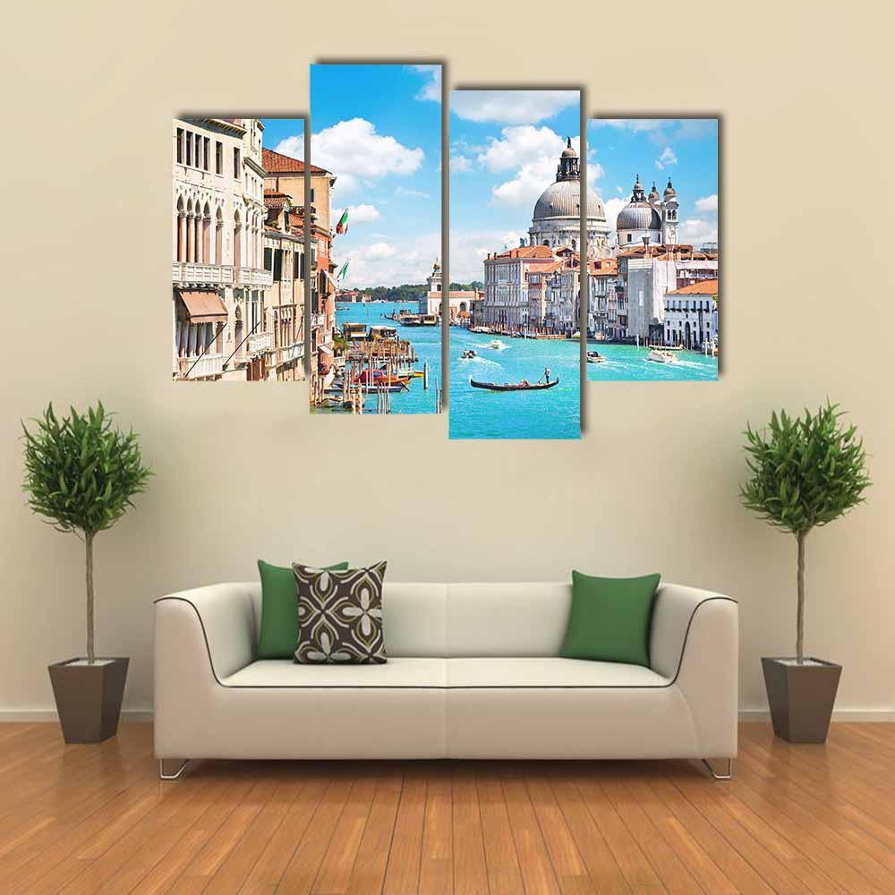 Canal Grande and Basilica di Santa Maria Canvas Wall Art-4 Pop-Gallery Wrap-34" x 20"-Tiaracle