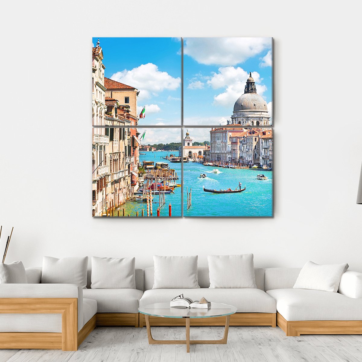 Canal Grande and Basilica di Santa Maria Canvas Wall Art-4 Square-Gallery Wrap-17" x 17"-Tiaracle