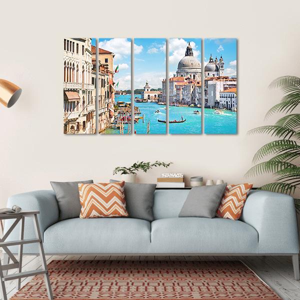Canal Grande and Basilica di Santa Maria Canvas Wall Art-5 Horizontal-Gallery Wrap-22" x 12"-Tiaracle