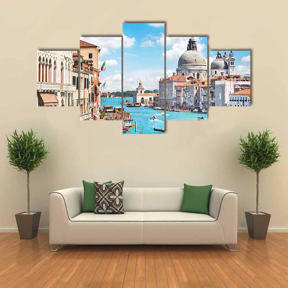 Canal Grande and Basilica di Santa Maria Canvas Wall Art-5 Star-Gallery Wrap-42" x 21"-Tiaracle