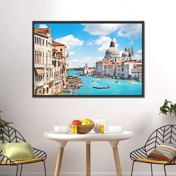 Canal Grande and Basilica di Santa Maria Canvas Wall Art-3 Horizontal-Gallery Wrap-25" x 16"-Tiaracle