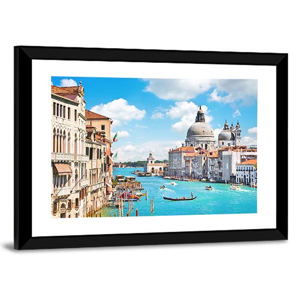 Canal Grande and Basilica di Santa Maria Canvas Wall Art-3 Horizontal-Gallery Wrap-25" x 16"-Tiaracle