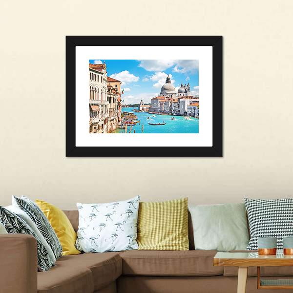 Canal Grande and Basilica di Santa Maria Canvas Wall Art-3 Horizontal-Gallery Wrap-25" x 16"-Tiaracle