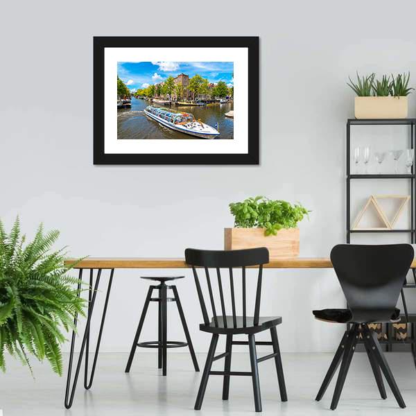 Canal In Amsterdam Canvas Wall Art-5 Horizontal-Gallery Wrap-22&quot; x 12&quot;-Tiaracle