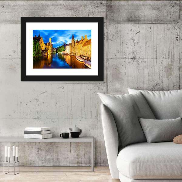 Canal In Bruges Canvas Wall Art-3 Horizontal-Gallery Wrap-25" x 16"-Tiaracle