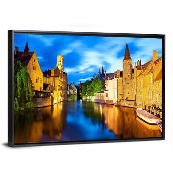 Canal In Bruges Canvas Wall Art-5 Horizontal-Gallery Wrap-22" x 12"-Tiaracle