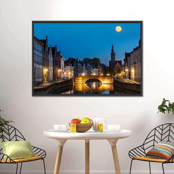 Canal In The Evening Canvas Wall Art-1 Piece-Floating Frame-24" x 16"-Tiaracle