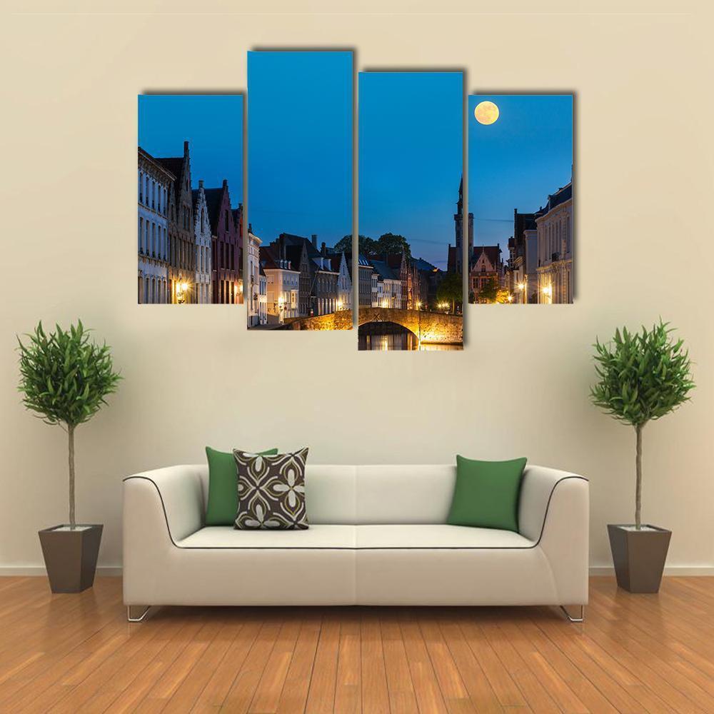 Canal In The Evening Canvas Wall Art-4 Pop-Gallery Wrap-50" x 32"-Tiaracle
