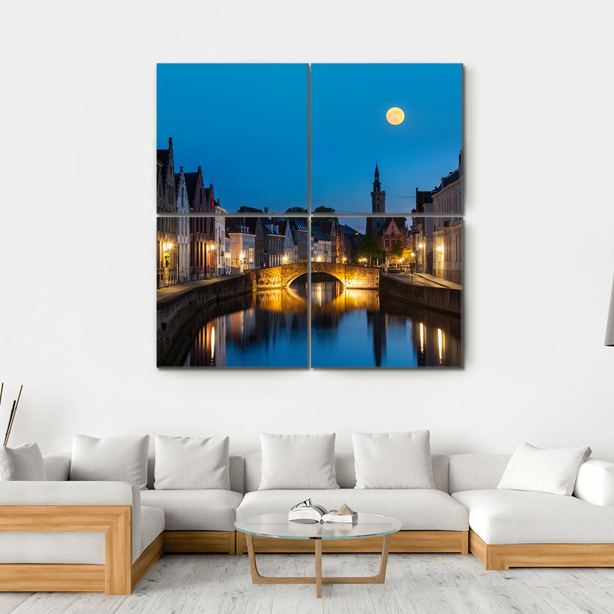 Canal In The Evening Canvas Wall Art-4 Square-Gallery Wrap-17" x 17"-Tiaracle