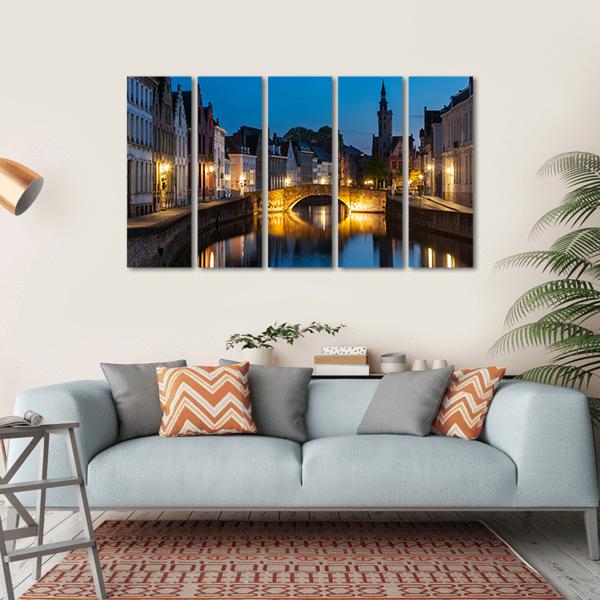 Canal In The Evening Canvas Wall Art-5 Horizontal-Gallery Wrap-22" x 12"-Tiaracle