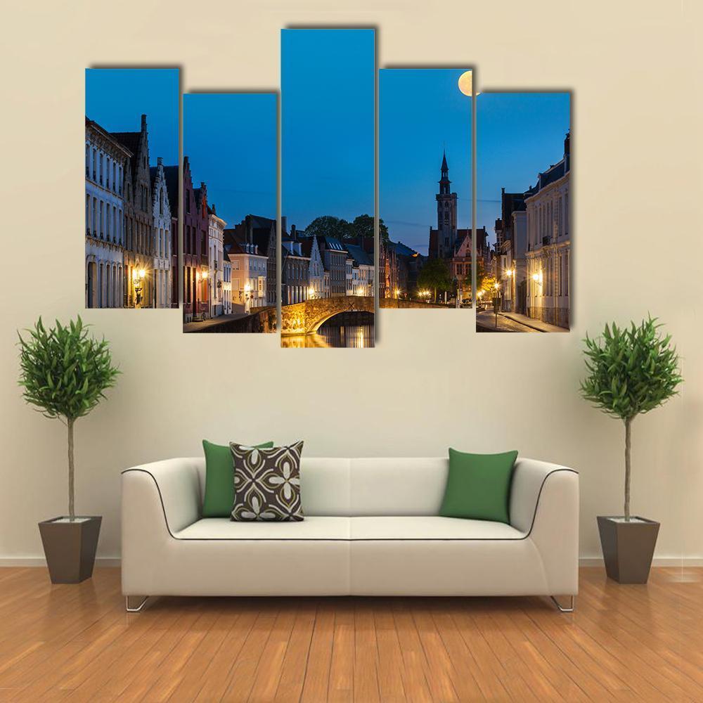 Canal In The Evening Canvas Wall Art-5 Pop-Gallery Wrap-47" x 32"-Tiaracle