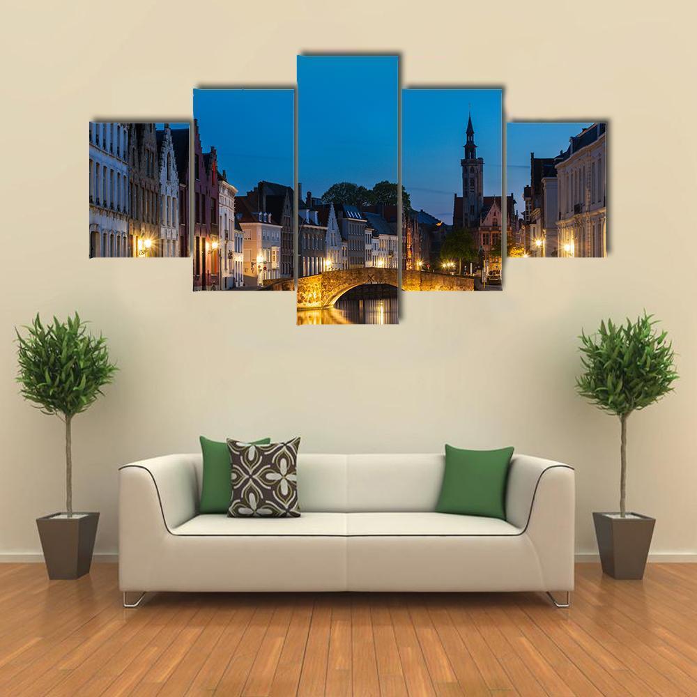 Canal In The Evening Canvas Wall Art-5 Star-Gallery Wrap-62" x 32"-Tiaracle