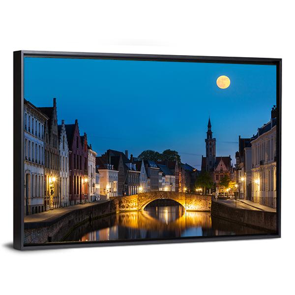 Canal In The Evening Canvas Wall Art-3 Horizontal-Gallery Wrap-25" x 16"-Tiaracle