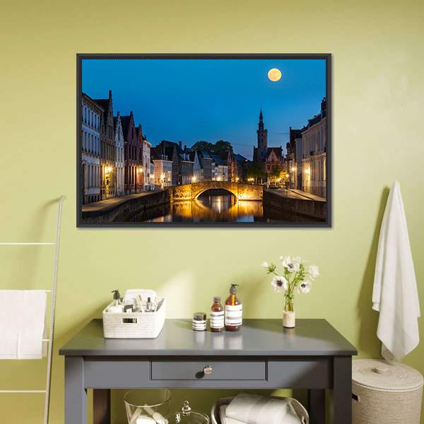 Canal In The Evening Canvas Wall Art-3 Horizontal-Gallery Wrap-25" x 16"-Tiaracle