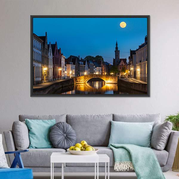 Canal In The Evening Canvas Wall Art-3 Horizontal-Gallery Wrap-25" x 16"-Tiaracle