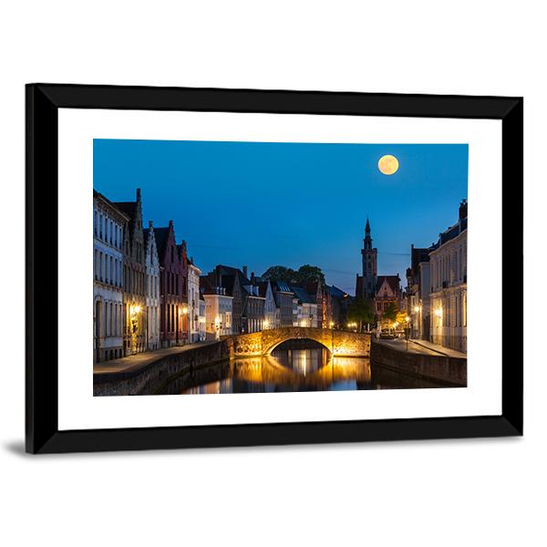 Canal In The Evening Canvas Wall Art-3 Horizontal-Gallery Wrap-25" x 16"-Tiaracle